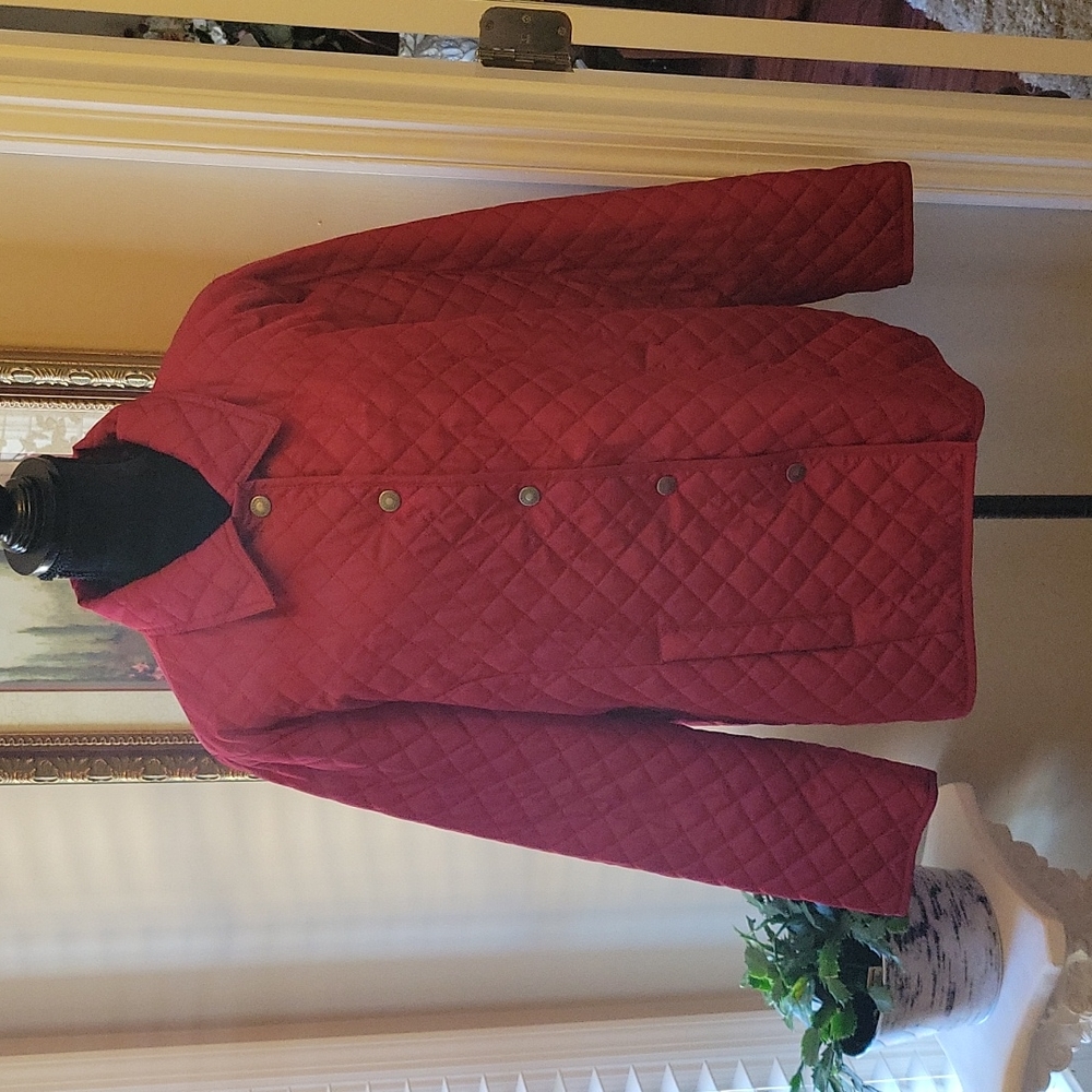 KIM ROGERS WOMAN Crimson red quilted jacket snap closure fully lined sz 1X EUC …